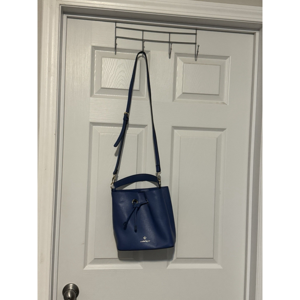 NANETTE LEPORE Colleen Triple Section Bucket Blue Purse Bag Leather Small GUC